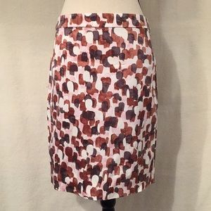 J. Crew brown white purple printed pencil skirt